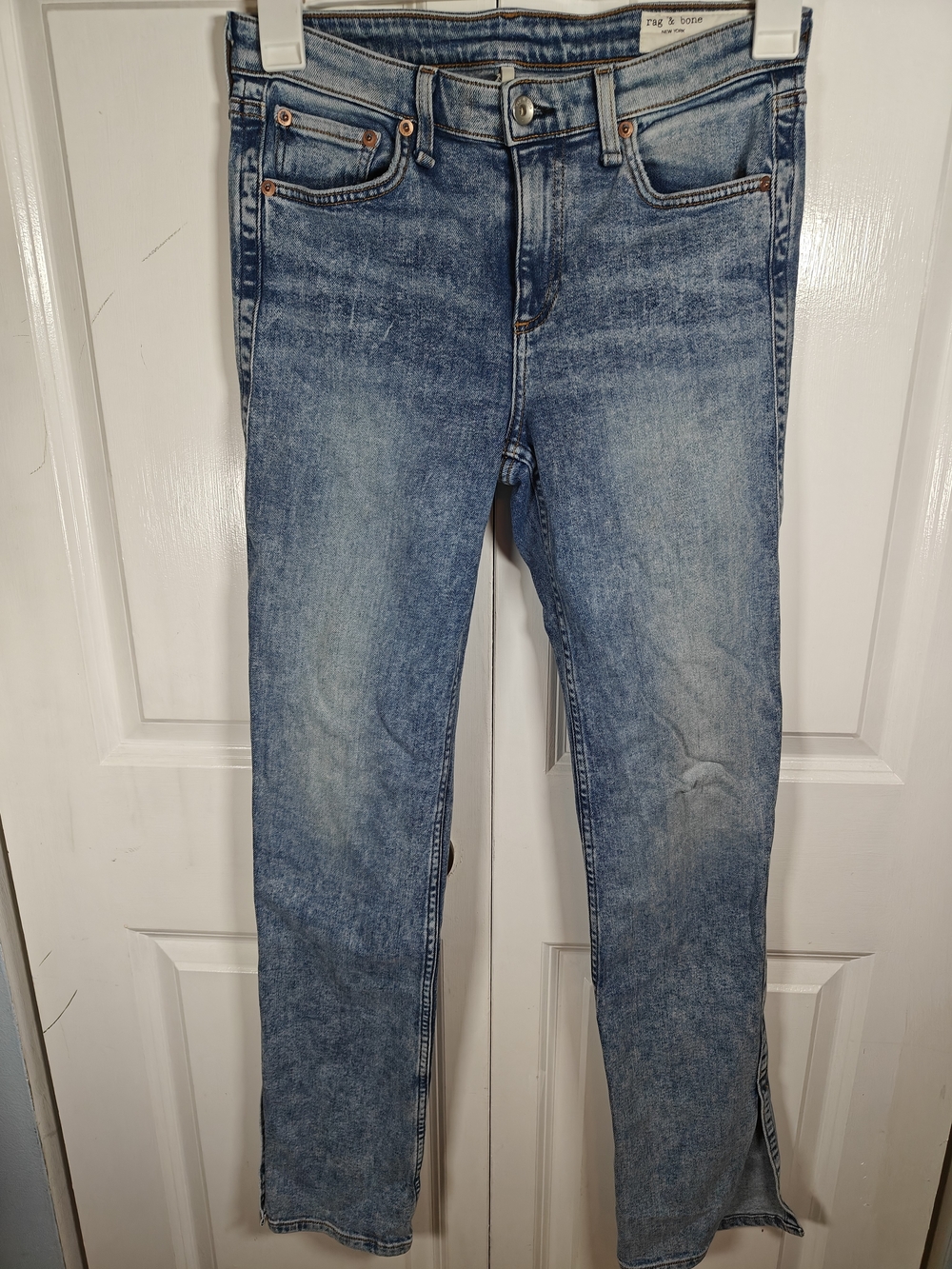 rag & bone Women's Light Blue Wide Leg Jeans Cate Mid-Rise Flare